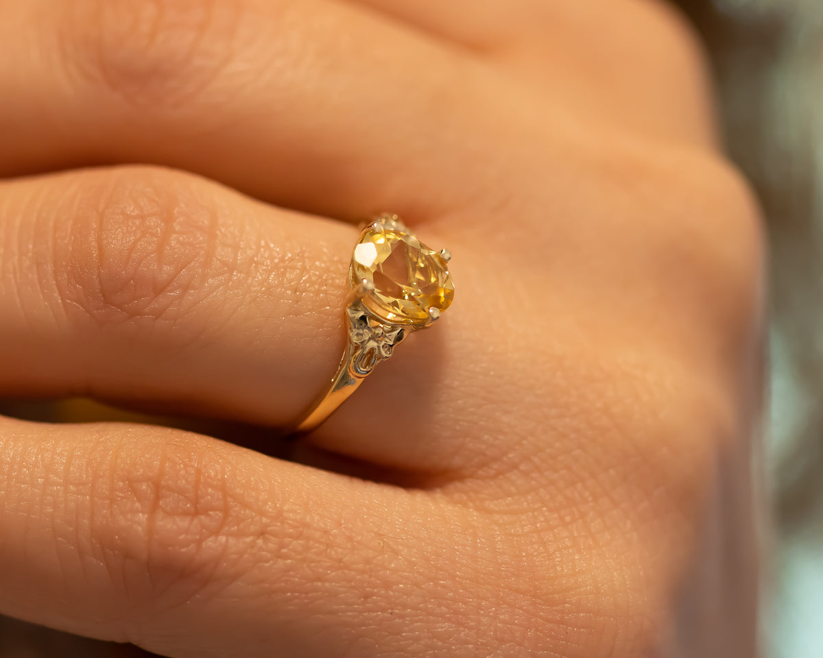 Vintage Inspired Citrine Gold Ring