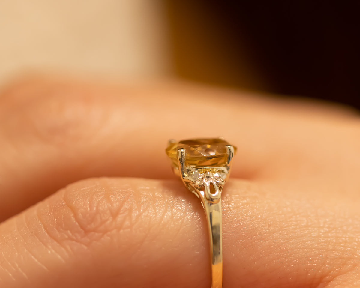 Vintage Inspired Citrine Gold Ring