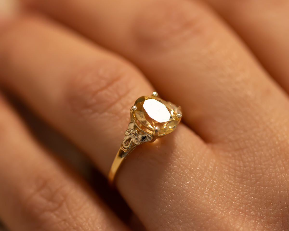Vintage Inspired Citrine Gold Ring