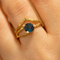 Nature inspired twig gold ring set, v shaped chevron branch textured wedding ring in 14k or 18k gold