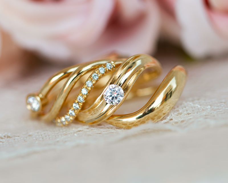 3mm Round Citrine Wedding Band 7-Stone Anniversary Bridal Ring 14K Yellow  Gold Milgrain Women November Birthstone Ring