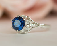 Sapphire Engagement ring, Blue Saphhire Ring, Vintage gold ring, antique style sapphire ring - Sivan Lotan Jewelry - סיון לוטן - טבעת אירוסין - טבעת ספיר כחול - טבעת וינטאג ספיר