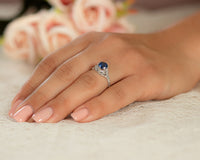Sapphire Engagement ring, Blue Saphhire Ring, Vintage gold ring, antique style sapphire ring - Sivan Lotan Jewelry - סיון לוטן - טבעת אירוסין - טבעת ספיר כחול - טבעת וינטאג ספיר