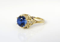 Sapphire Engagement ring, Blue Saphhire Ring, Vintage gold ring, antique style sapphire ring - Sivan Lotan Jewelry - סיון לוטן - טבעת אירוסין - טבעת ספיר כחול - טבעת וינטאג ספיר