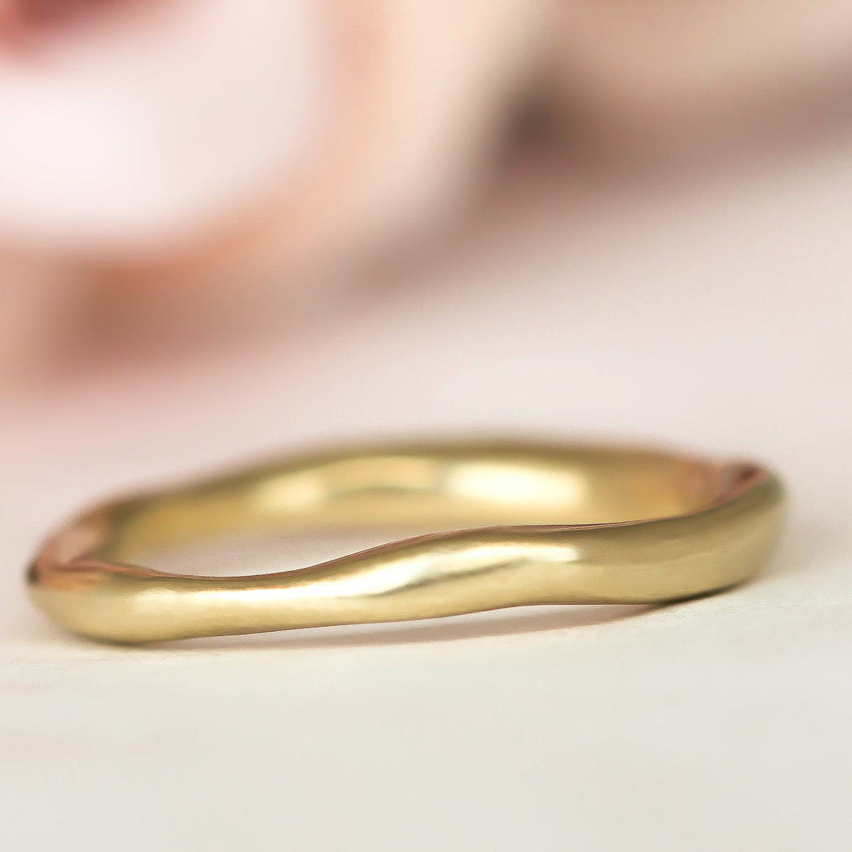 Sculpted GOLD RING, HANDMADE GOLD WEDDING BAND in 14k gold
