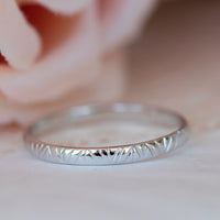 Geometric textured gold wedding band ring in 14k or 18k gold