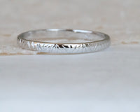 Geometric textured gold wedding band ring in 14k or 18k gold