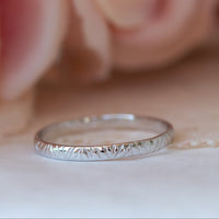 Geometric textured gold wedding band ring in 14k or 18k gold