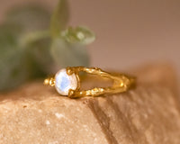 Nature Inspired Twig Moonstone Ring