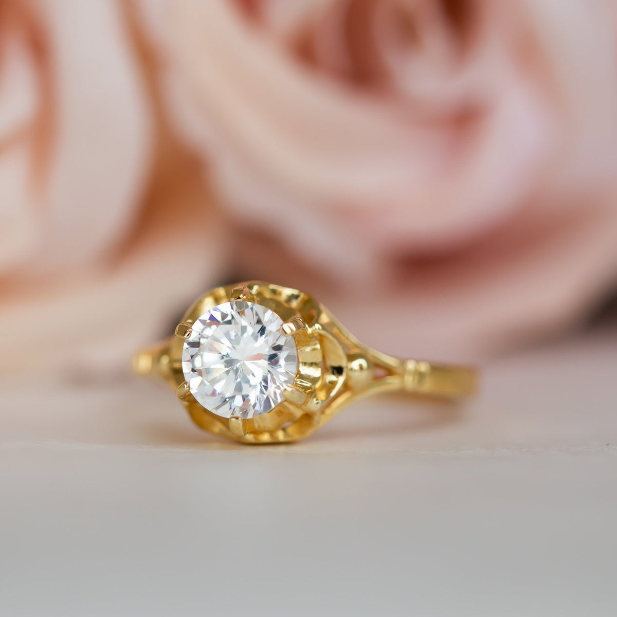 Vintage Ispired diamond solitaire engagement ring