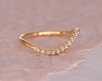 Wave curved diamond wedding ring, wave diamond ring, bridal ring, curved diamond band