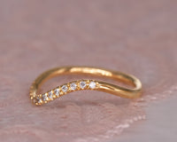Wave curved diamond wedding ring, wave diamond ring, bridal ring, curved diamond band