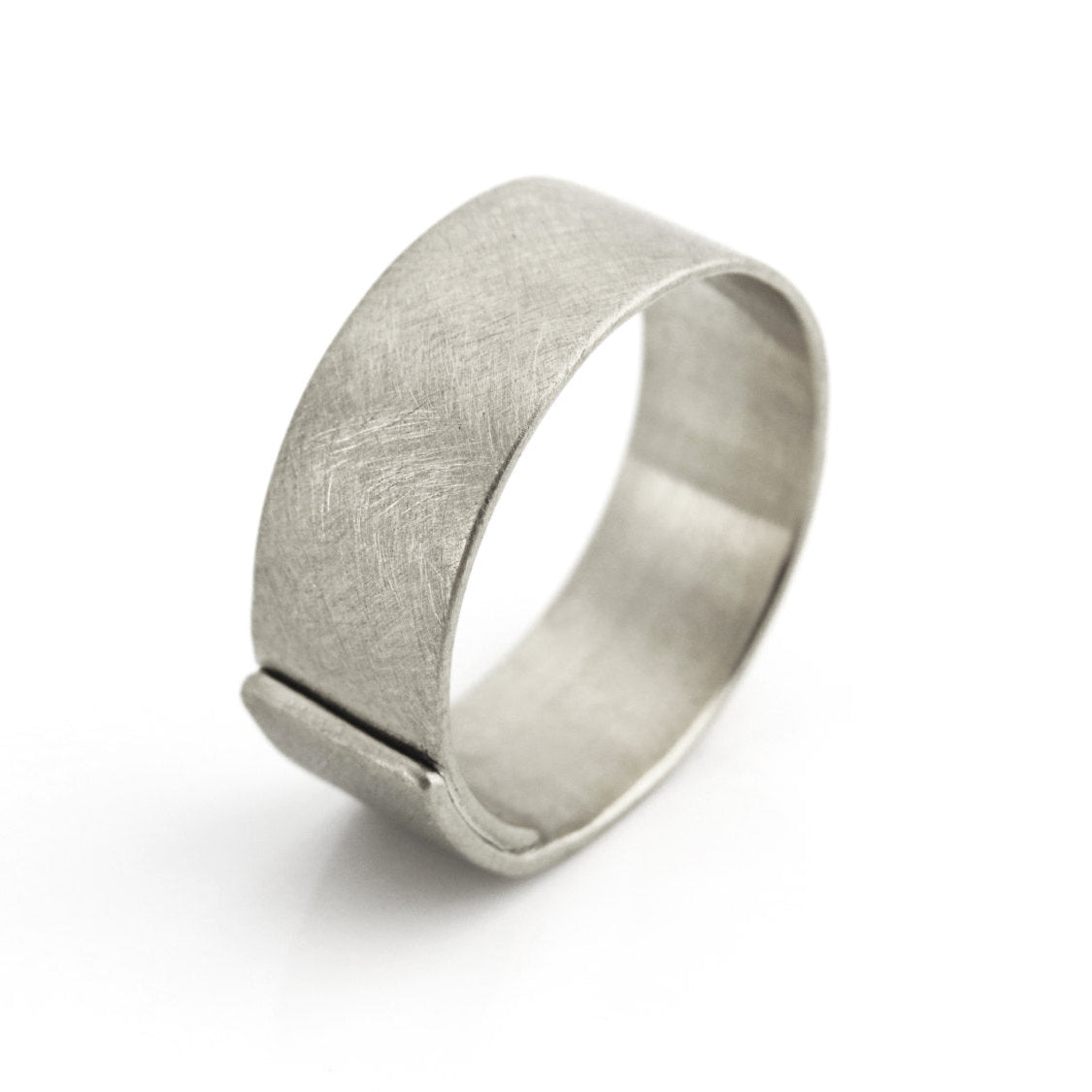 Wide Gold wedding band in brushed matte finish