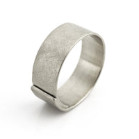 Wide Gold wedding band in brushed matte finish