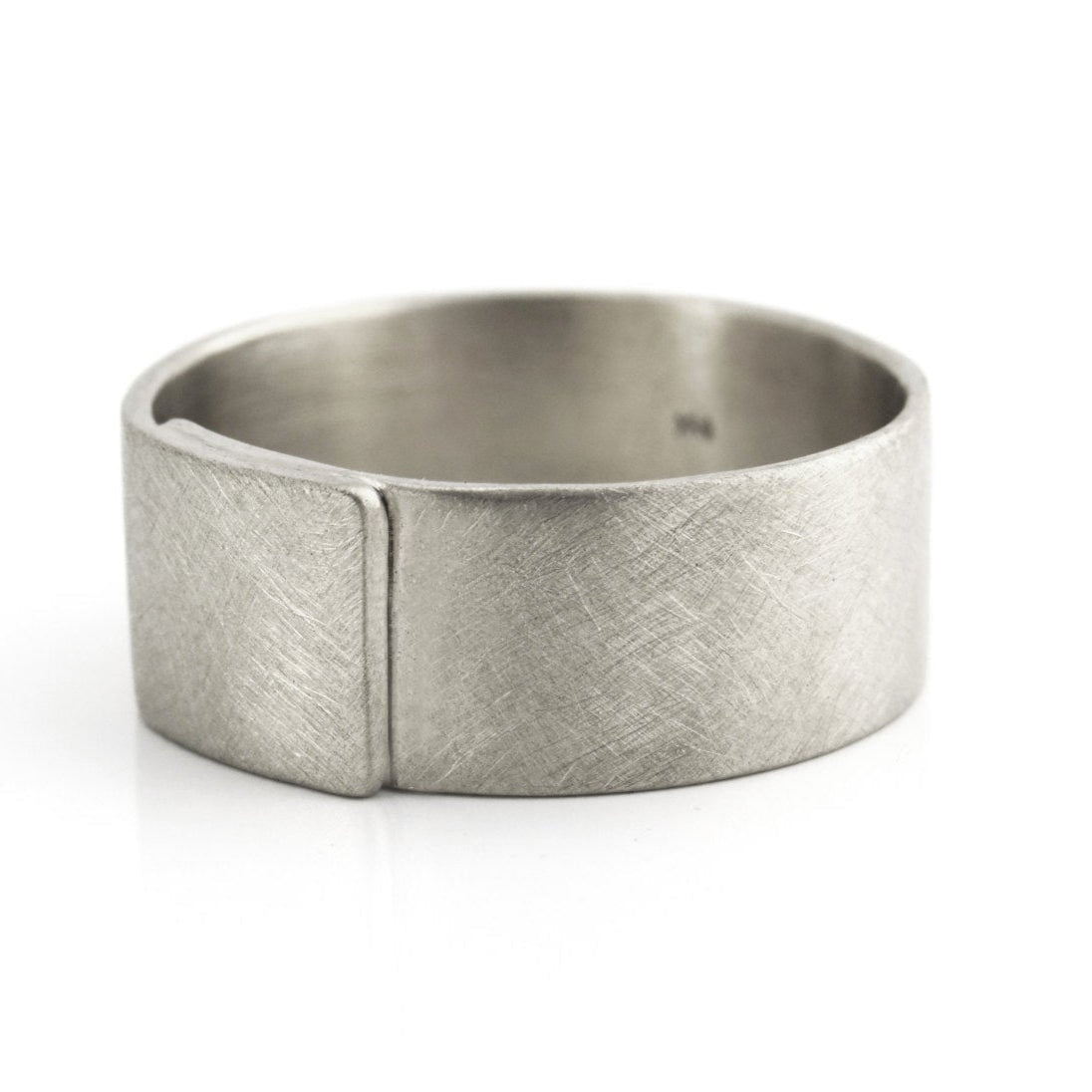 Wide Gold wedding band in brushed matte finish