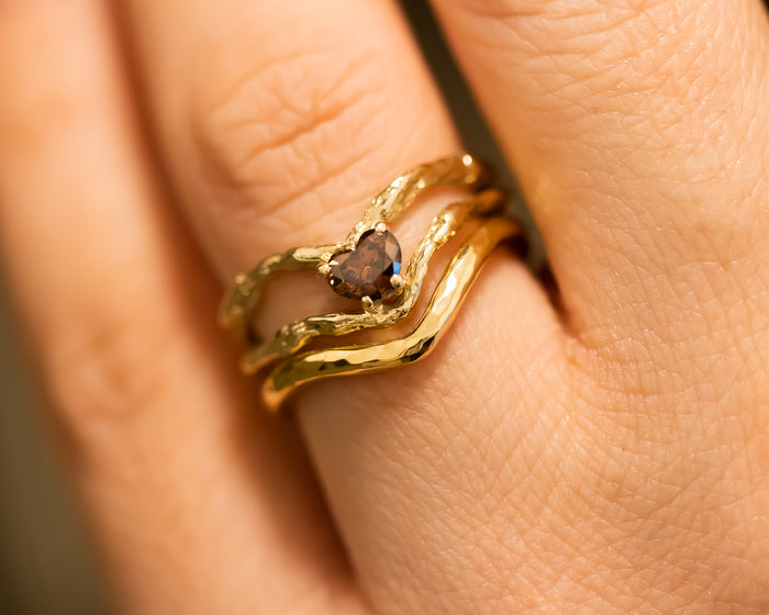 Nature Inspired Brown Heart Diamond Ring
