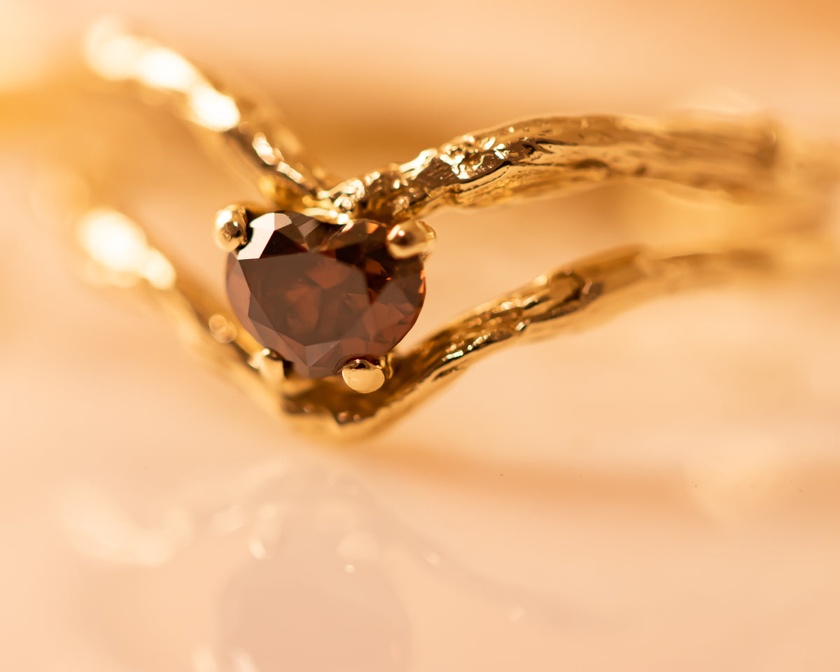 Nature Inspired Brown Heart Diamond Ring