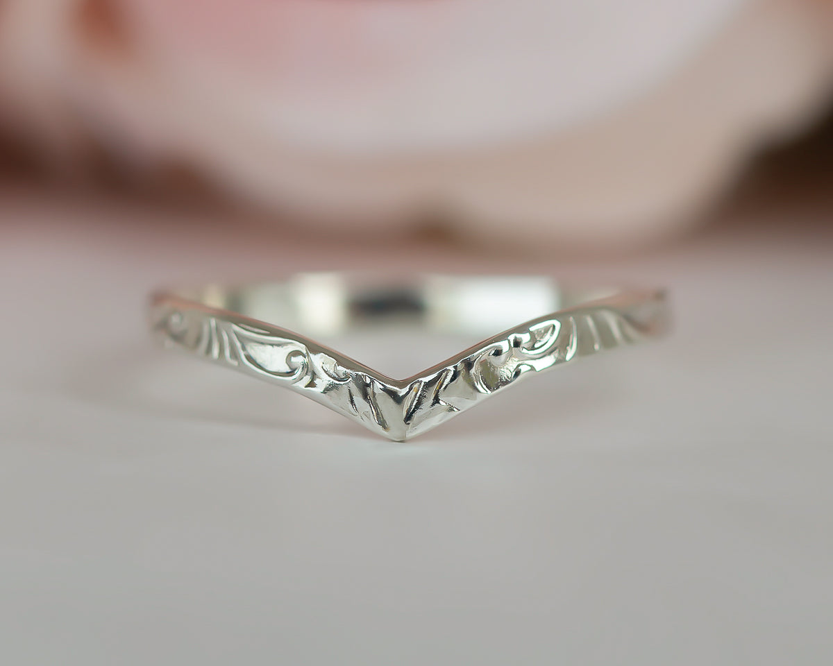 Floral Chevron Wedding Band