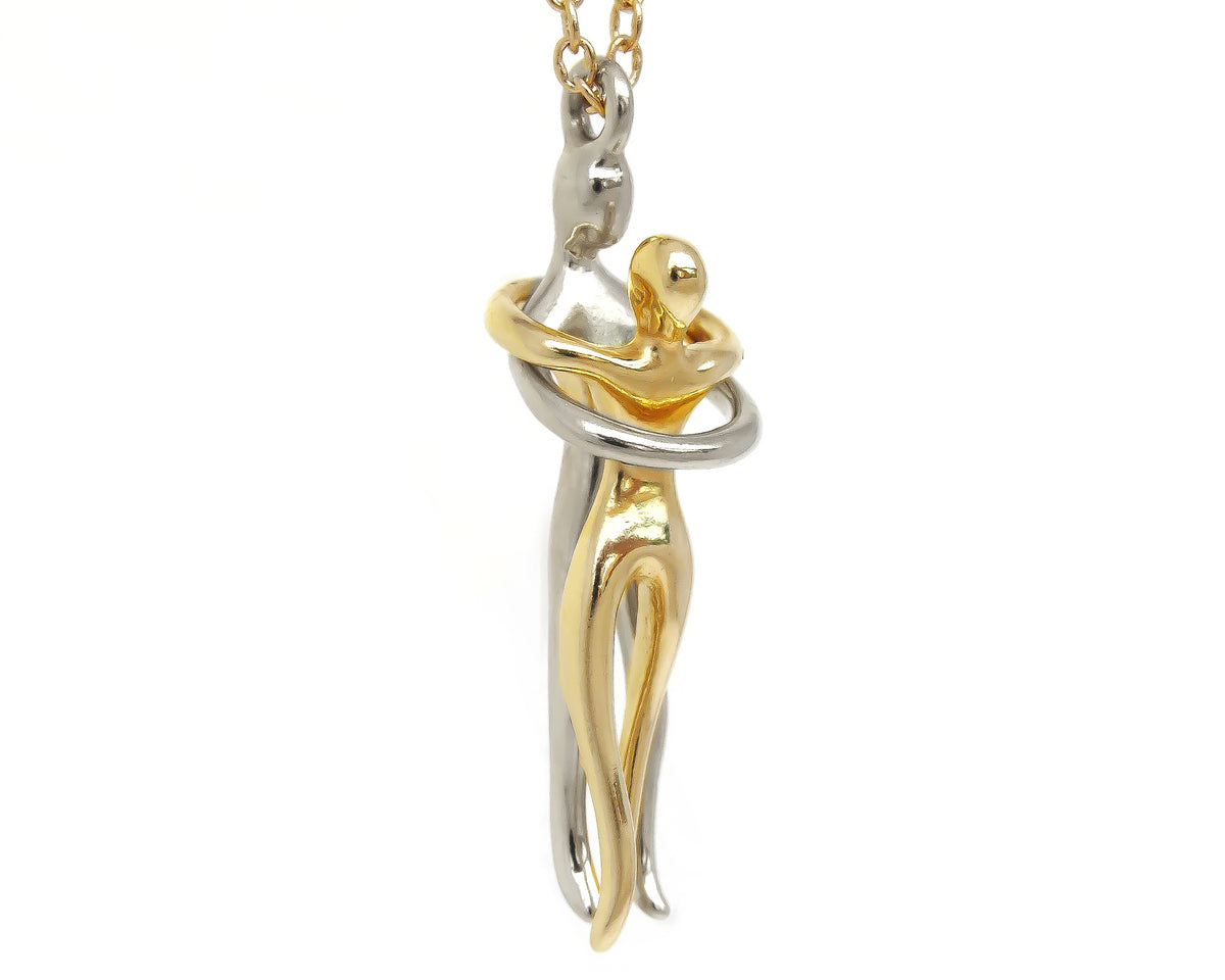 Gold Couple Pendant Necklace - Sivan Lotan Jewelry -   תליון זוג מחובק - סיון לוטן - תכשיטים בעיצוב אישי - תכשיטים מעוצבים - שרשרת זהב