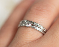 Dainty Floral Diamond Ring Set, Wedding Bridal Set