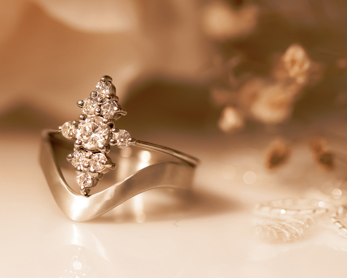 Unique Cluster Diamond Ring Set