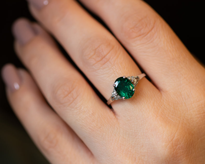 Emerald Ring - Emerald Cut 2.09 Ct. - 18K White Gold #J8790 | The Natural  Emerald Company