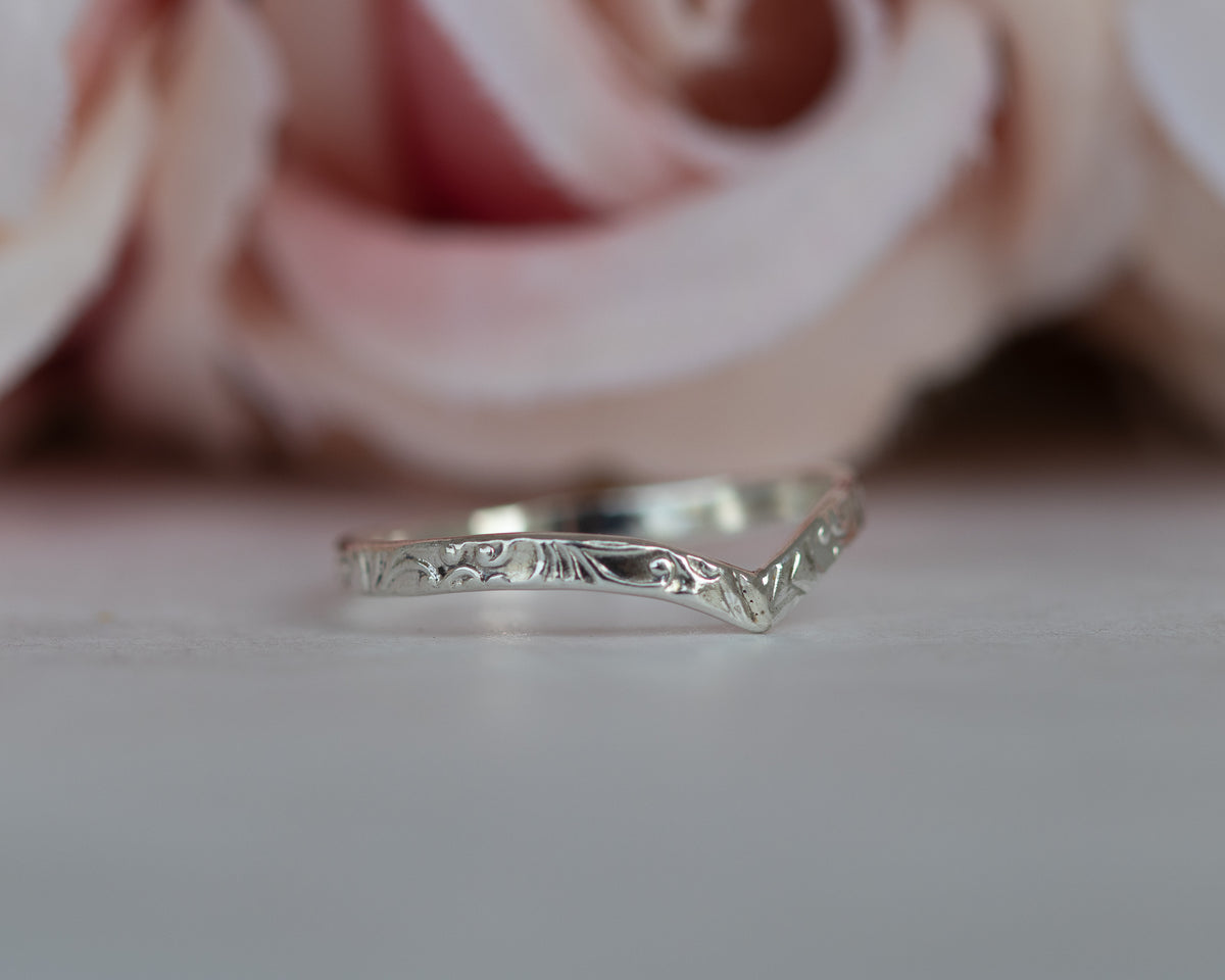 Floral Chevron Wedding Band