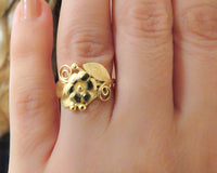 Flower and Leaves Wreath Gold Ring