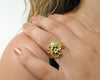 Flower and Leaves Wreath Gold Ring