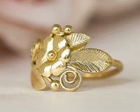 Flower and Leaves Wreath Gold Ring