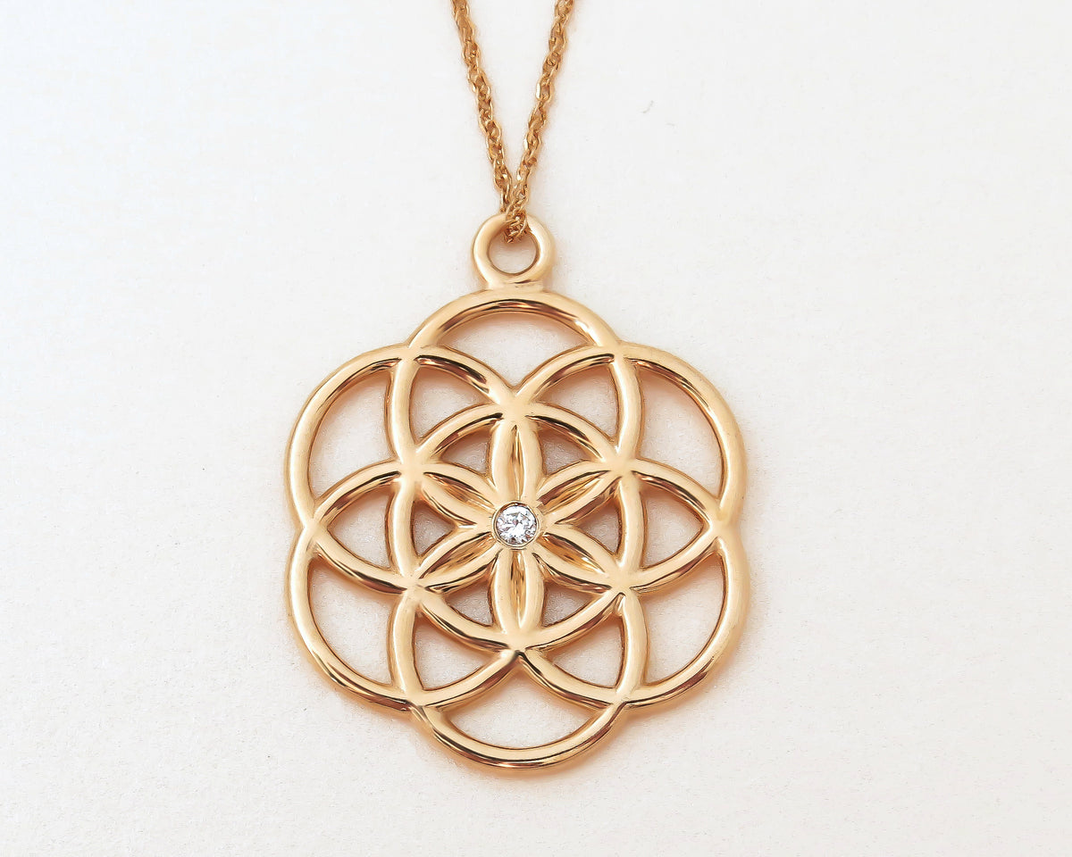 Flower Seed Of Life Pendant Necklace