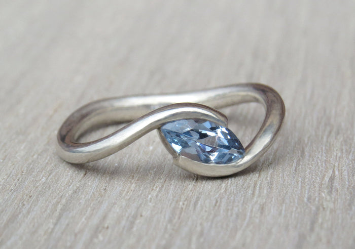 Marquise Engagement Ring, Topaz Engagement Ring, White Gold Ring, Solitaire Ring, Alternative Ring, Gemstone Ring, Topaz Jewelry  14K/18K
