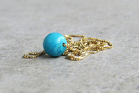 14k gold Turquoise pendant necklace, December birthstone