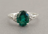 Oval Emerald Ring, Vintage Emerald Engagement Ring, Emerald Gold Ring, Lab Emerald Engagement Ring, Green Gemstone Ring, May Birthstone Ring