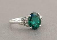 Oval Emerald Ring, Vintage Emerald Engagement Ring, Emerald Gold Ring, Lab Emerald Engagement Ring, Green Gemstone Ring, May Birthstone Ring