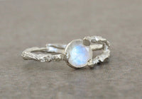 Nature Inspired Twig Moonstone Ring