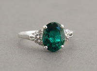 Oval Emerald Ring, Vintage Emerald Engagement Ring, Emerald Gold Ring, Lab Emerald Engagement Ring, Green Gemstone Ring, May Birthstone Ring