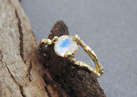 Nature Inspired Twig Moonstone Ring