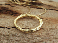 Ring Necklace, Gold Circle Necklace, 14k Gold Necklace, Layered Necklace, Karma Necklace, Twig Gold Ring, Delicate Gold Necklace, Natural