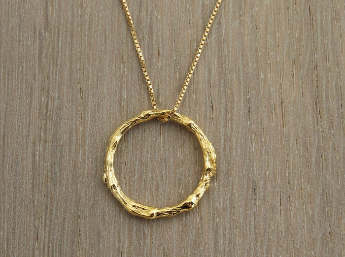 Ring Necklace, Gold Circle Necklace, 14k Gold Necklace, Layered Necklace, Karma Necklace, Twig Gold Ring, Delicate Gold Necklace, Natural