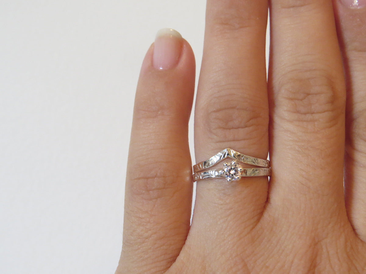 Floral Chevron Wedding Band