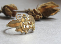 Flower and Leaves Wreath Gold Ring