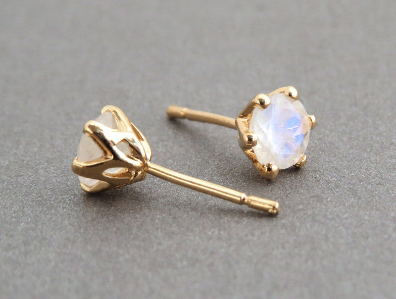 Moonstone Stud Earrings, 14k Gold Earrings, Gold Stud Earrings, Tiny S –  Paulla Tewksbury Jewelry
