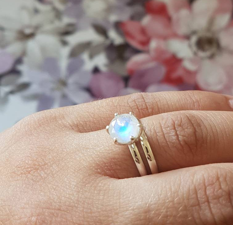 Solitaire Moonstone Ring