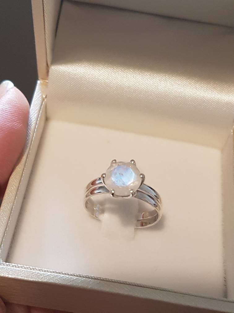 Solitaire Moonstone Ring