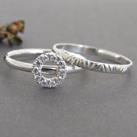 Geometric textured gold wedding band ring in 14k or 18k gold