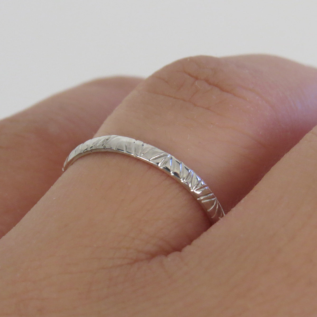 Geometric textured gold wedding band ring in 14k or 18k gold