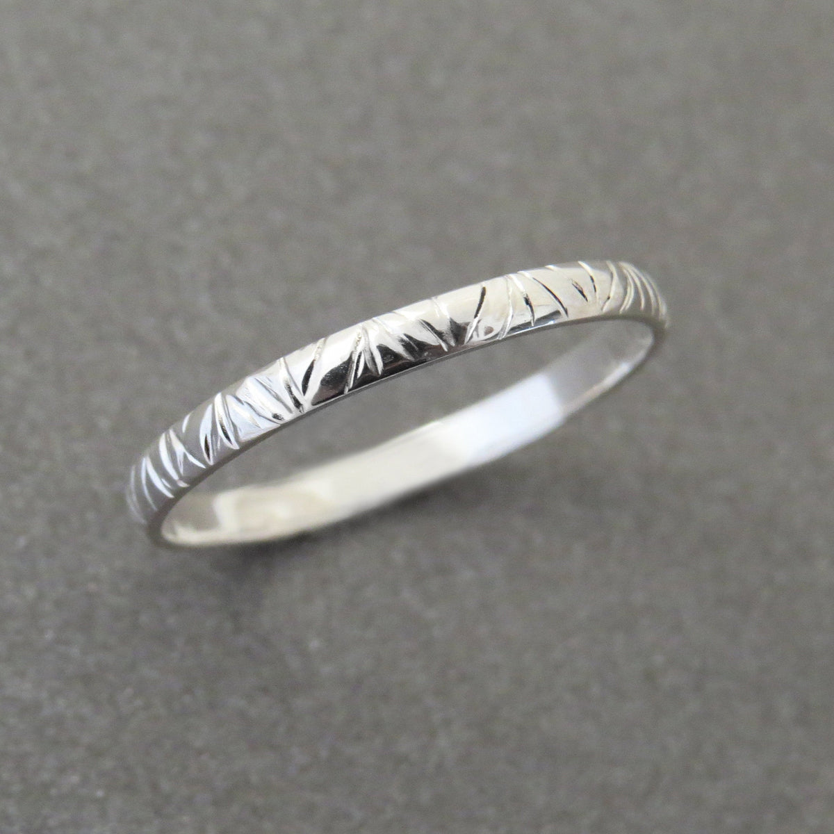 Geometric textured gold wedding band ring in 14k or 18k gold