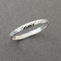 Geometric textured gold wedding band ring in 14k or 18k gold