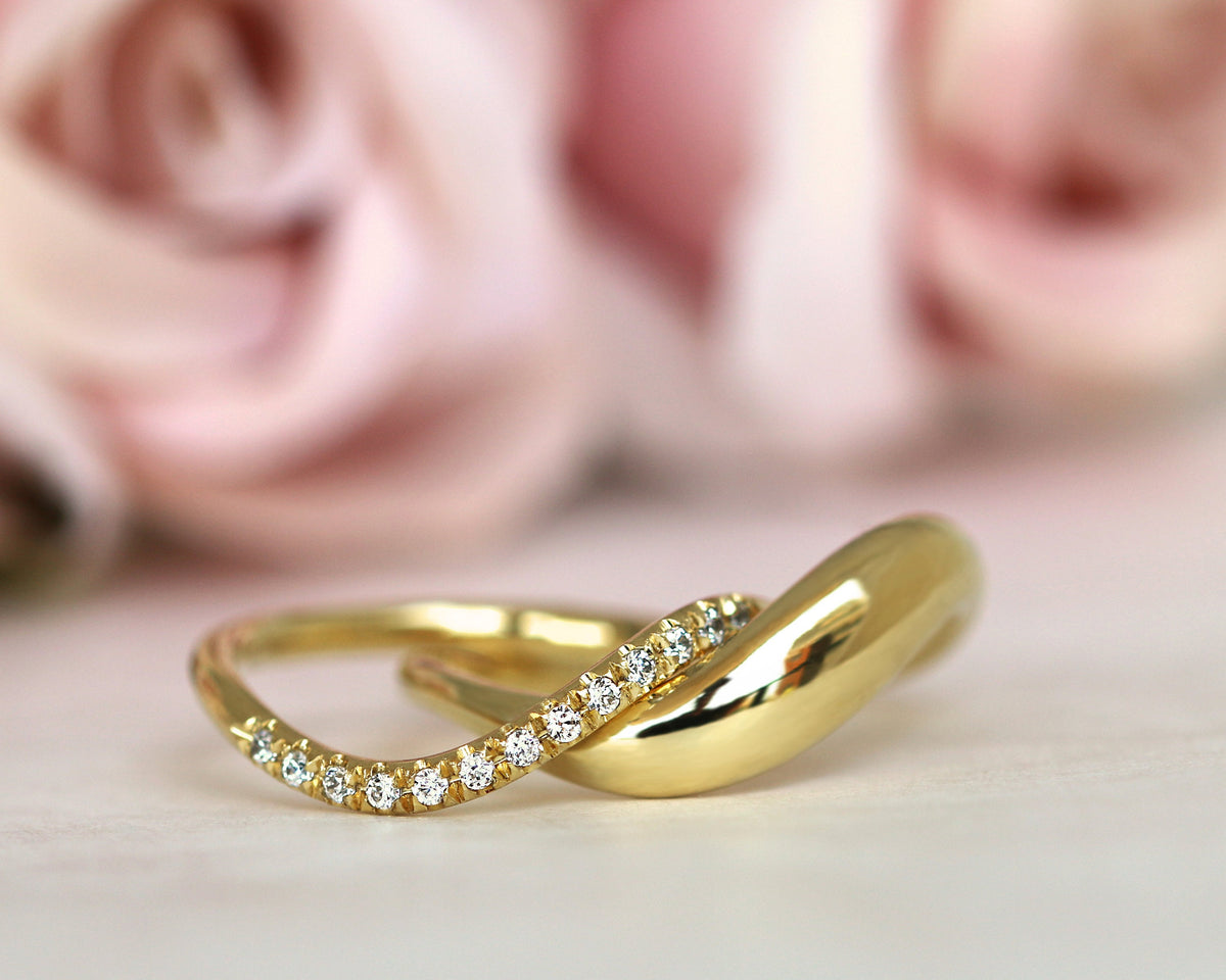Wedding Ring Set, Bridal Rings, Diamond Engagement Ring Set, 14k gold Diamond Women Wedding Ring